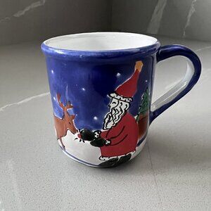 Starbucks Ceramic Coffee Mug Santa Claus Reindeer HandPainted In Hungary Vintage